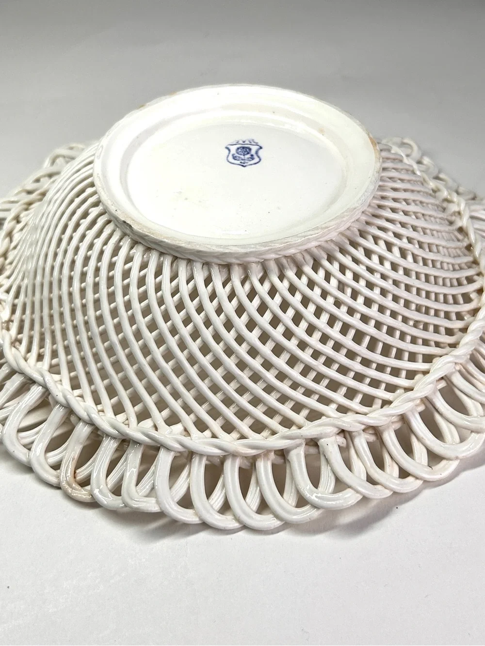 White Woven Ceramic Decorative Bowl - Brand Unknown